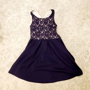 Navy blue dress with pockets